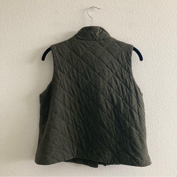 Eileen Fisher Quilted Cotton Fine Jersey Melange Green Vest Fall Winter Minimal - Picture 7 of 10